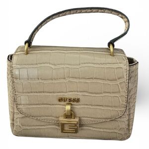 GUESS Beige Croc-Embossed Mini Bag